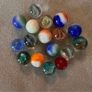 Bundle of 17 Vintage Glass Marbles